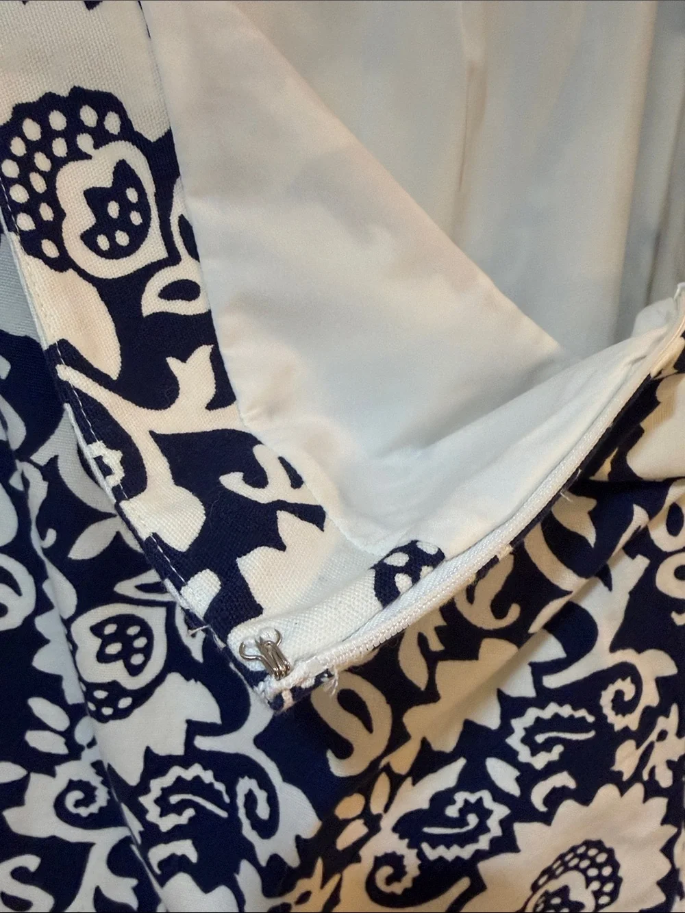 Talbots Navy & White Floral Lace-Trim Mini Skirt